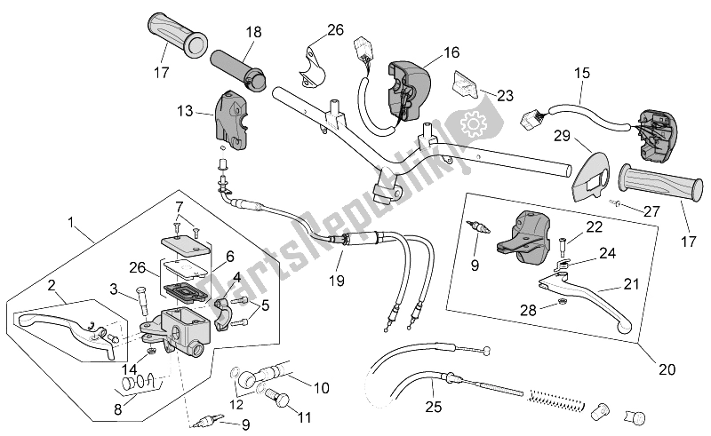 All parts for the Controls of the Aprilia Scarabeo 50 2T E2 NET 2009