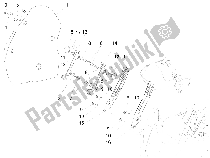 All parts for the Windshield of the Aprilia Caponord 1200 Rally 2015