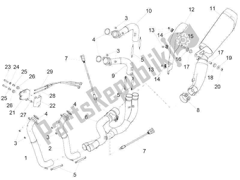 Alle onderdelen voor de Uitlaat van de Aprilia RSV4 RR Racer Pack 1000 2015