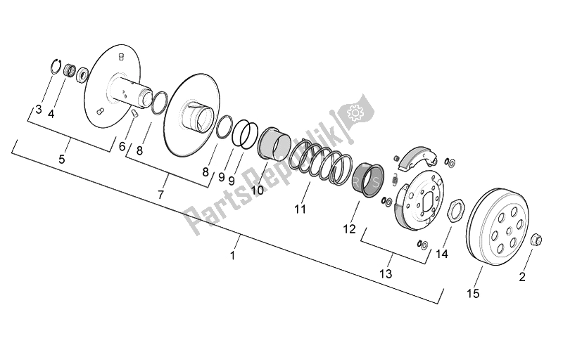 All parts for the Clutch of the Aprilia SR 50 Carb MY 2014