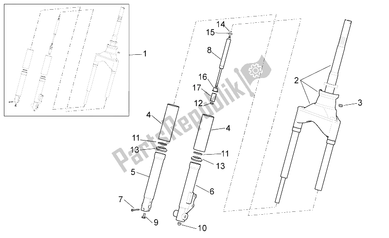 Toutes les pièces pour le Fourche Avant du Aprilia Scarabeo 50 4T 4V NET 2009