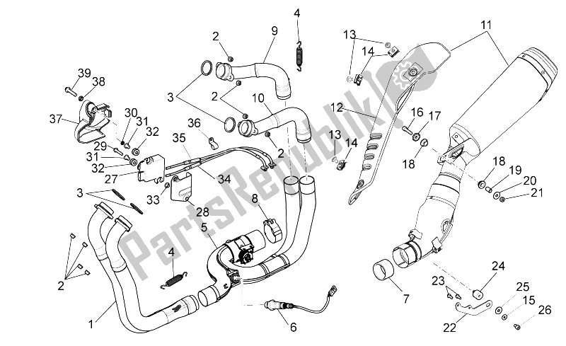 All parts for the Exhaust Pipe I of the Aprilia Tuono V4 1100 Factory 2015