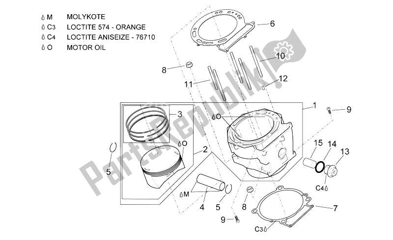 All parts for the Cylinder of the Aprilia Pegaso 650 1997
