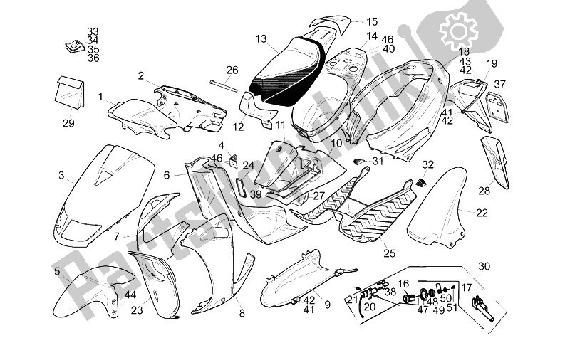 Tutte le parti per il Corpo del Aprilia SR Viper 50 1994