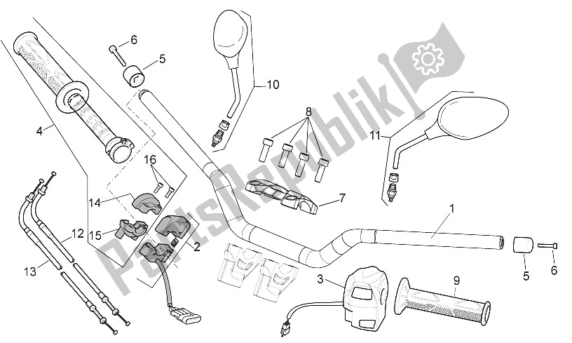 Wszystkie części do Kierownica - Sterowanie Aprilia Shiver 750 USA 2015