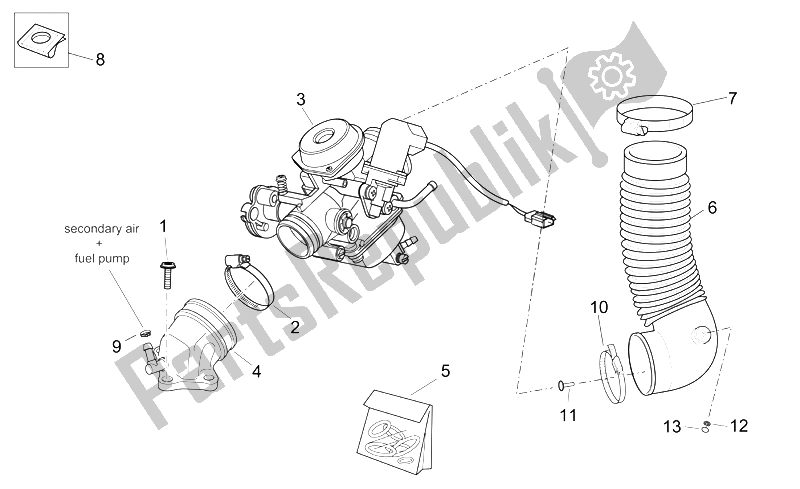 Toutes les pièces pour le Carburateur I du Aprilia Scarabeo 125 250 E2 ENG Piaggio 2004