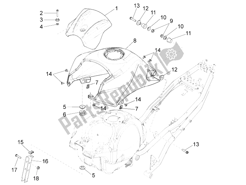 Todas las partes para Tapa Del Tanque de Aprilia RS4 125 4T 2011