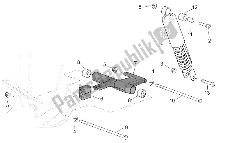 Tutte le parti per il R. Shock Absorber-connect. Asta del Aprilia Scarabeo 50 4T 4V NET 2010