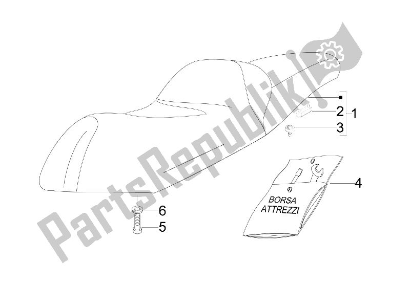 All parts for the Saddle/seats - Tool Roll of the Aprilia SR MAX 125 2011