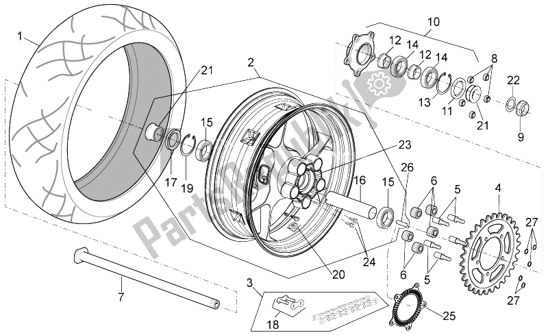 All parts for the Rear Wheel of the Aprilia RSV4 Aprc R ABS 1000 2013