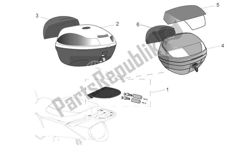 Toutes les pièces pour le Acc. - Top / étuis I du Aprilia Scarabeo 400 492 500 Light 2006