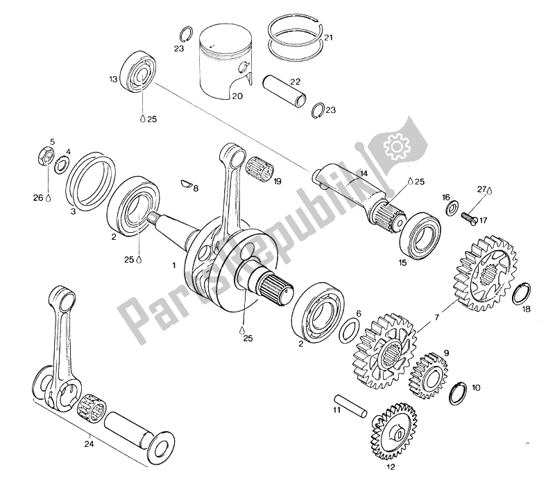 All parts for the Drive Shaft of the Aprilia RS 125 1995