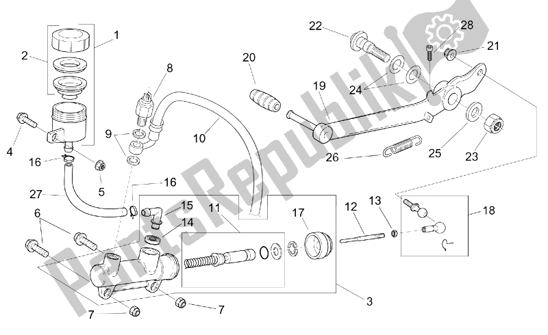 Toutes les pièces pour le Maître-cylindre Arrière du Aprilia RS 50 Tuono 2003