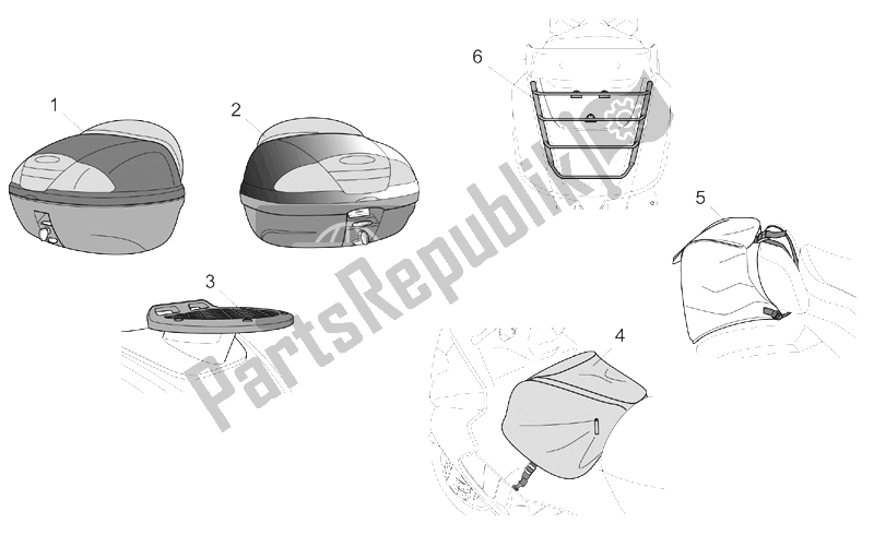 Toutes les pièces pour le Acc. - Top / Valises, Valises Latérales du Aprilia Atlantic 500 2001