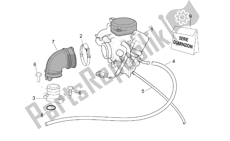 Toutes les pièces pour le Carburateur I du Aprilia Scarabeo 100 4T E2 2001