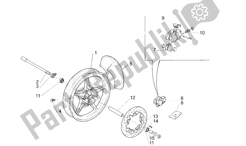 All parts for the Front Wheel of the Aprilia Europa 50 1991