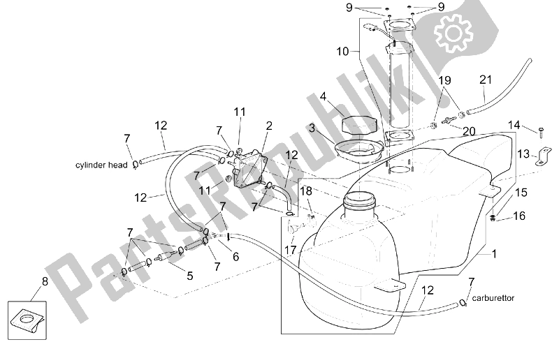 Todas las partes para Depósito De Combustible de Aprilia Scarabeo 125 150 200 ENG Rotax 1999