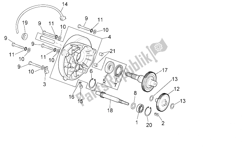 All parts for the Transmission of the Aprilia Scarabeo 100 4T E3 NET 2009