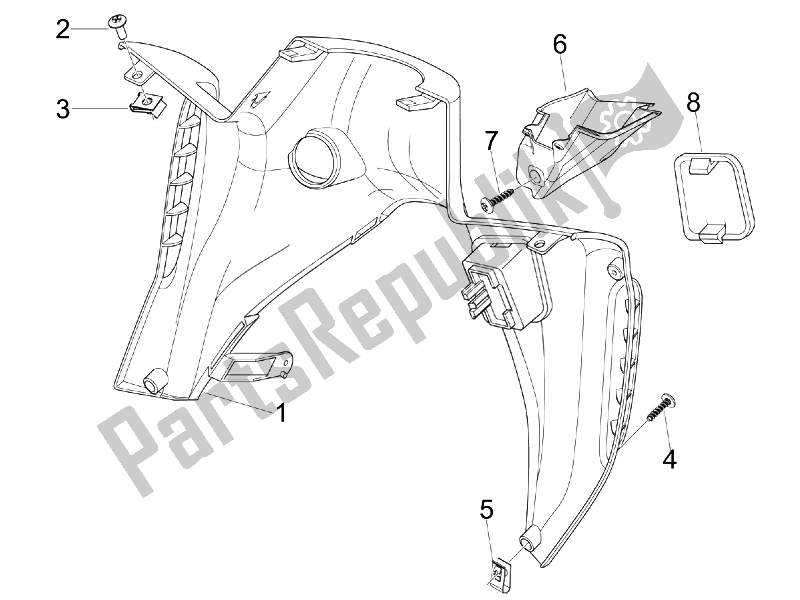 Tutte le parti per il Vano Portaoggetti Anteriore - Pannello Di Protezione Per Le Ginocchia del Aprilia SR 300 MAX 2011