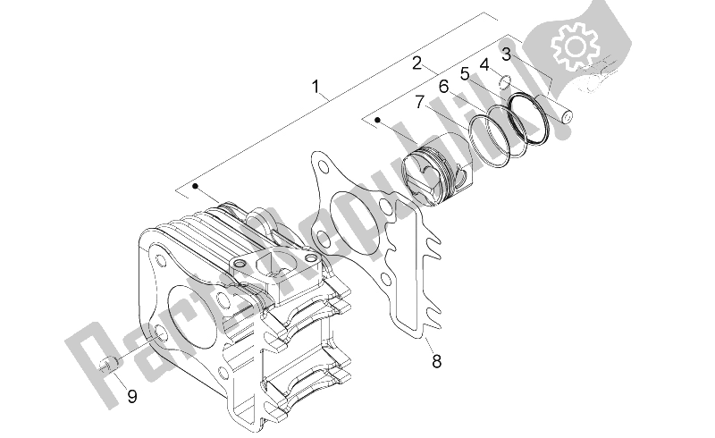 Tutte le parti per il Cilindro - Pistone del Aprilia Scarabeo 50 4T 4V NET 2009