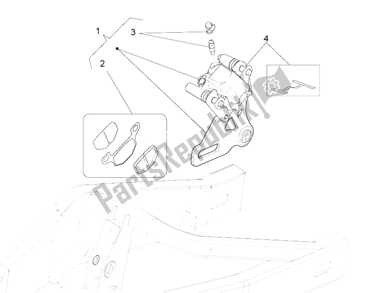Alle onderdelen voor de Achter Remklauw van de Aprilia RS4 125 4T 2014