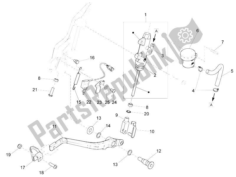 All parts for the Rear Master Cylinder of the Aprilia Caponord 1200 Rally 2015