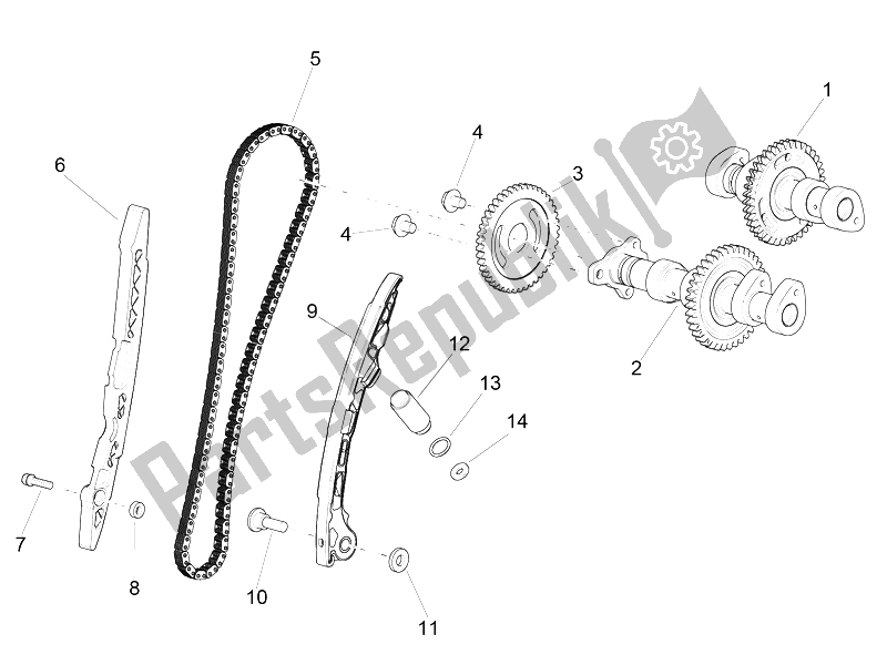 All parts for the Rear Cylinder Timing System of the Aprilia RSV4 RR Racer Pack 1000 2015