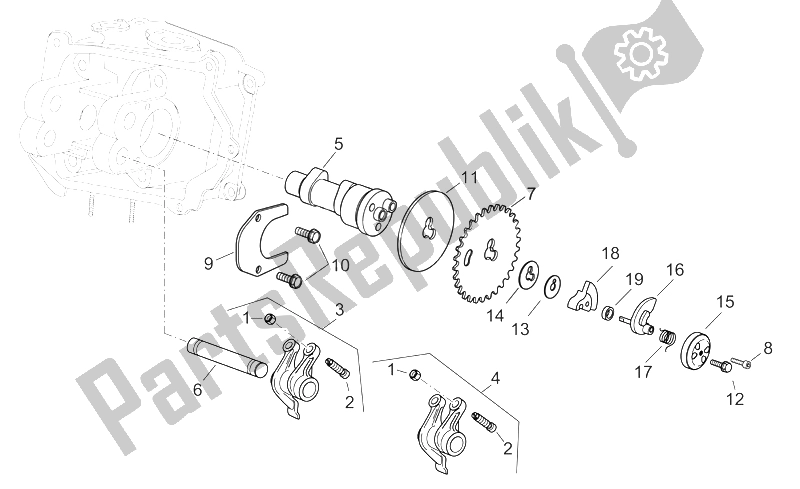 All parts for the Camshaft of the Aprilia Atlantic 125 250 2006