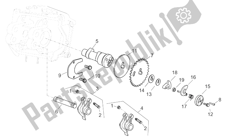 Toutes les pièces pour le Arbre à Cames du Aprilia Atlantic 125 250 2006