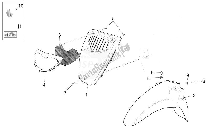 All parts for the Front Body Ii of the Aprilia Scarabeo 50 4T 2V E2 2006