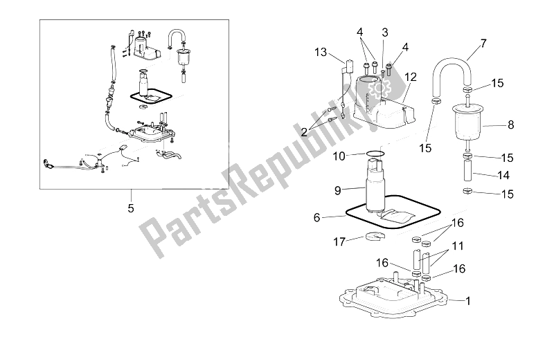 All parts for the Fuel Pump I of the Aprilia RSV Mille SP 1000 1999