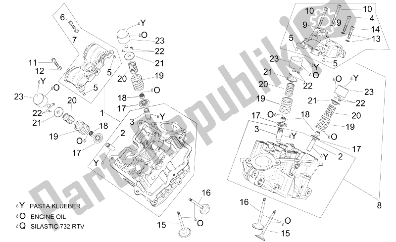 Todas las partes para Culata Y Válvulas de Aprilia RSV Mille Factory 1000 2004 - 2008