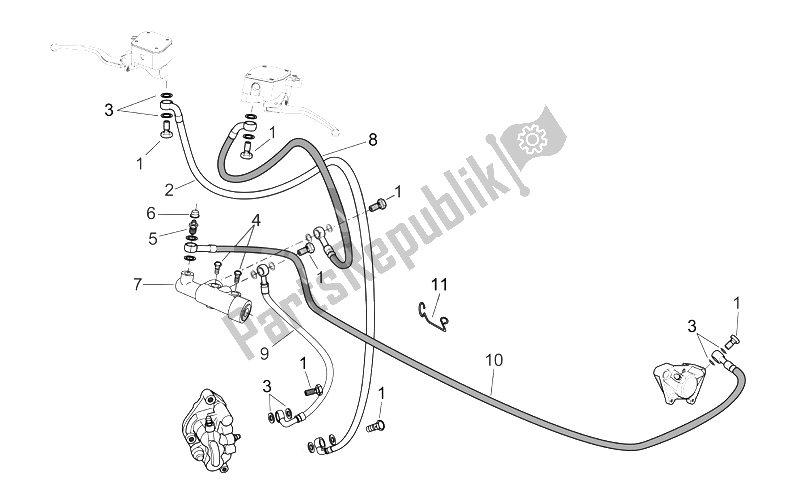 All parts for the Front/rear Brake System of the Aprilia Scarabeo 125 200 E3 ENG Piaggio 2006