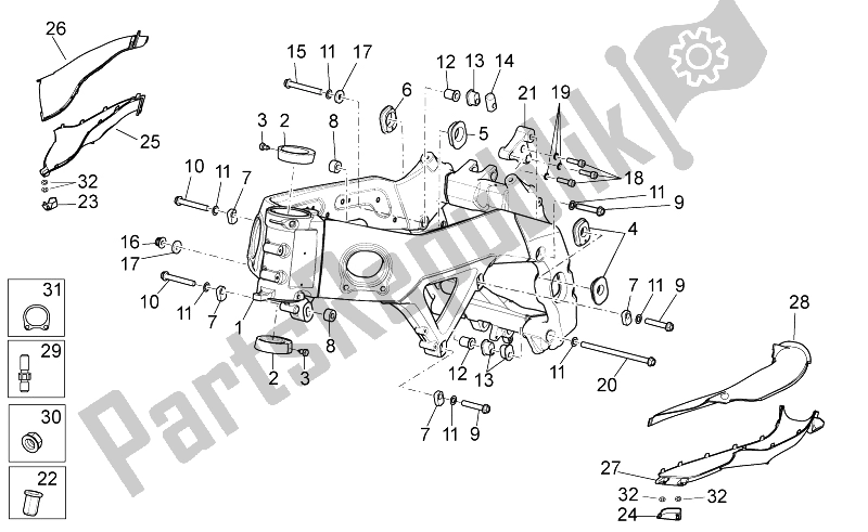 All parts for the Frame I of the Aprilia RSV4 Aprc Factory STD SE 1000 2011
