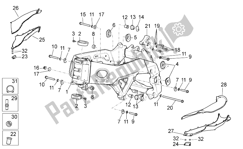 All parts for the Frame I of the Aprilia RSV4 Aprc Factory STD SE 1000 2011