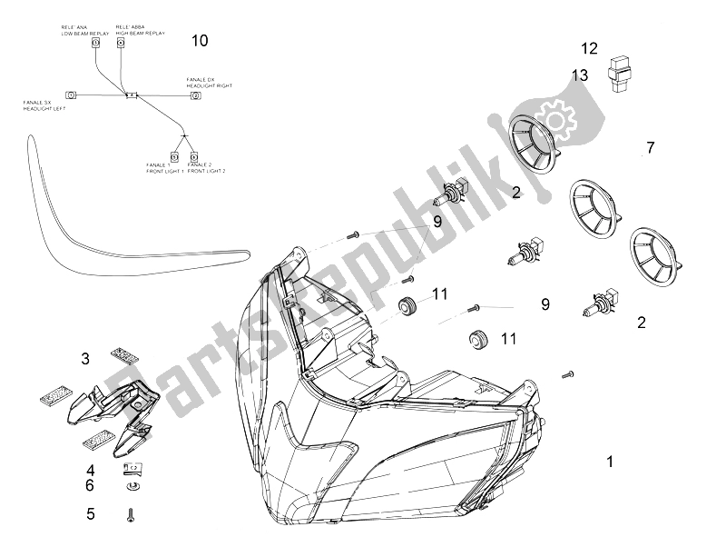 Alle Teile für das Frontscheinwerfer des Aprilia RSV4 RR Racer Pack 1000 2015