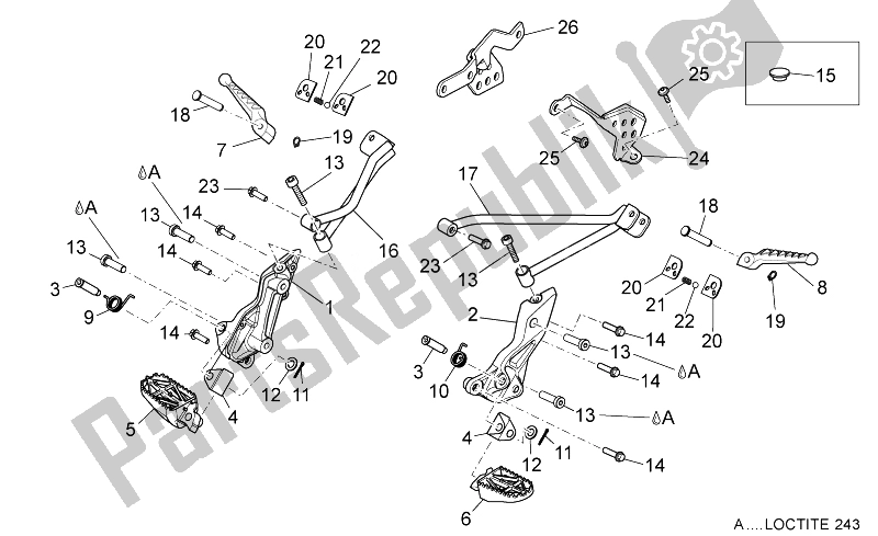 Alle Teile für das Fußstützen des Aprilia Dorsoduro 750 ABS 2008