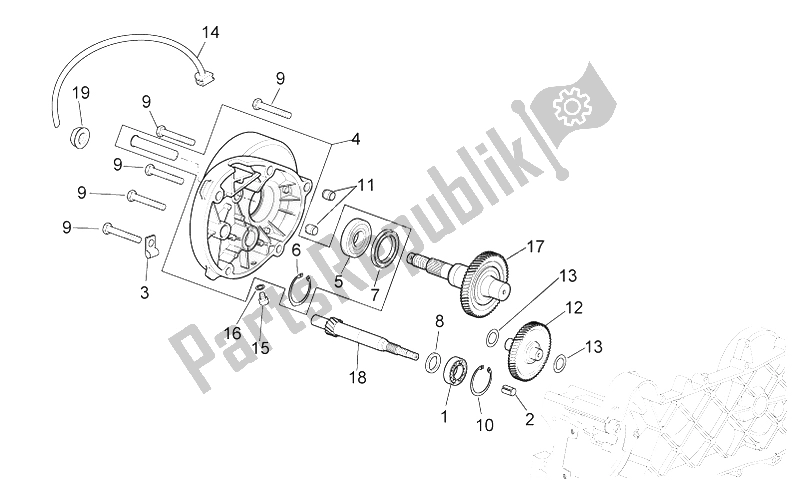 Tutte le parti per il Trasmissione del Aprilia Scarabeo 50 4T 4V NET 2009