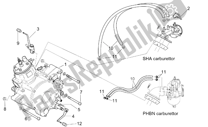 Alle onderdelen voor de Motor van de Aprilia RX 50 2003