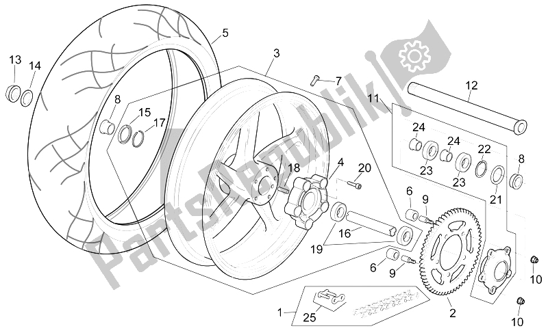 Tutte le parti per il Ruota Posteriore del Aprilia RSV Mille 1000 1998