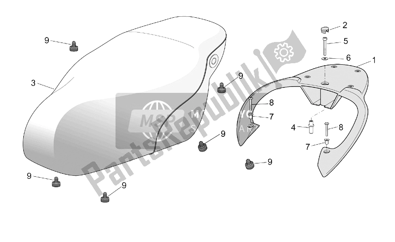 Alle onderdelen voor de Stoel - Drager van de Aprilia Scarabeo 50 4T 2V E2 2002