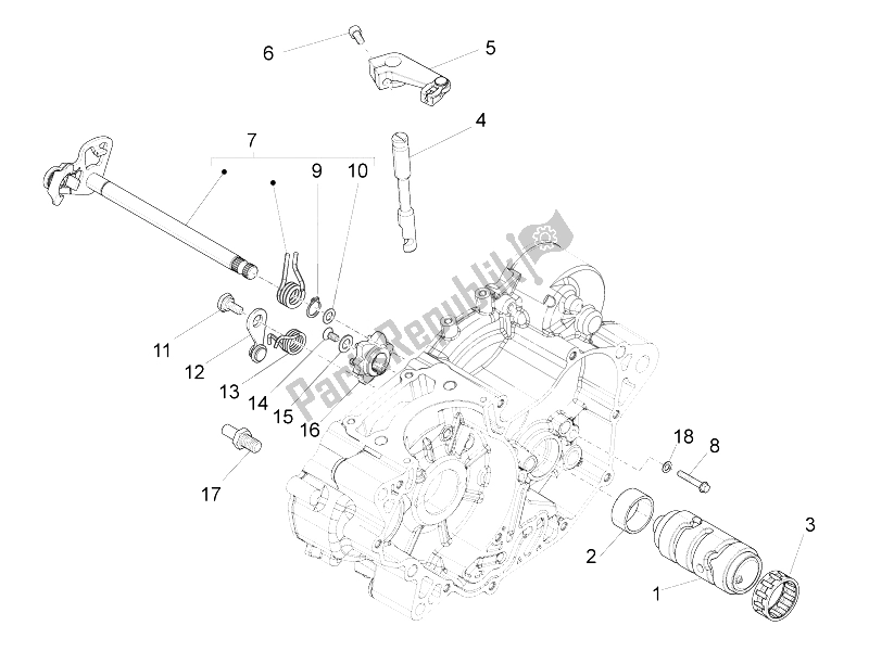 Todas as partes de Caixa De Engrenagens / Seletor / Came De Mudança do Aprilia RS4 125 4T 2011