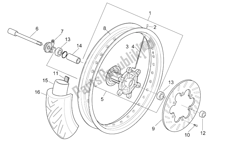 All parts for the Front Wheel - Supermotard of the Aprilia MX 50 2002