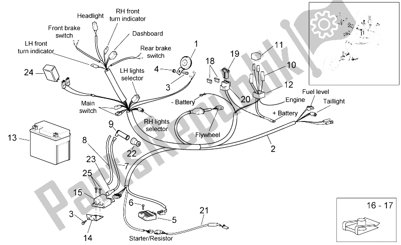 All parts for the Electrical System of the Aprilia Scarabeo 50 4T 2V E2 2002