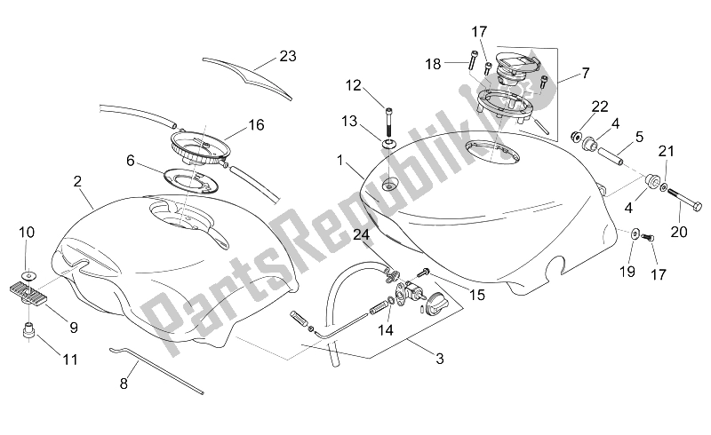 Tutte le parti per il Serbatoio Di Carburante del Aprilia RS 125 1999