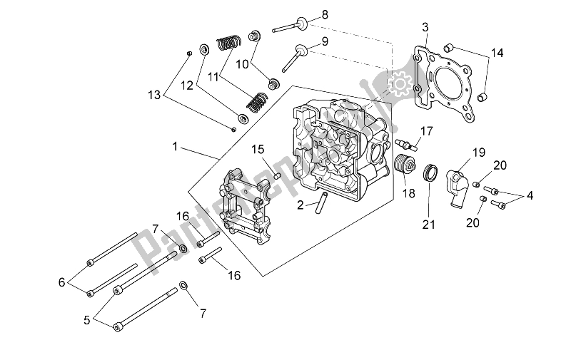 Tutte le parti per il Testata del Aprilia Scarabeo 125 200 Light Carb 2007