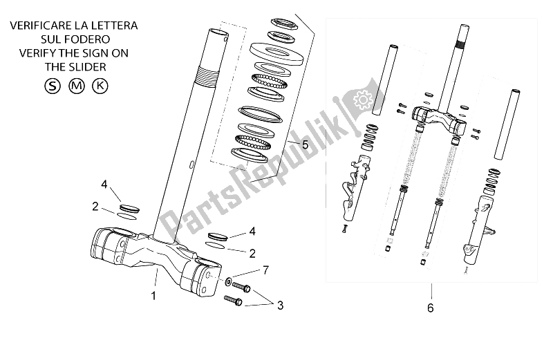 Tutte le parti per il Forcella Anteriore I del Aprilia Atlantic 125 E3 2010