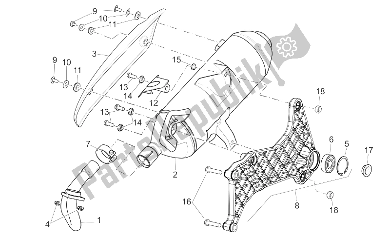 Toutes les pièces pour le Unité D'échappement du Aprilia Scarabeo 125 200 E3 ENG Piaggio 2006