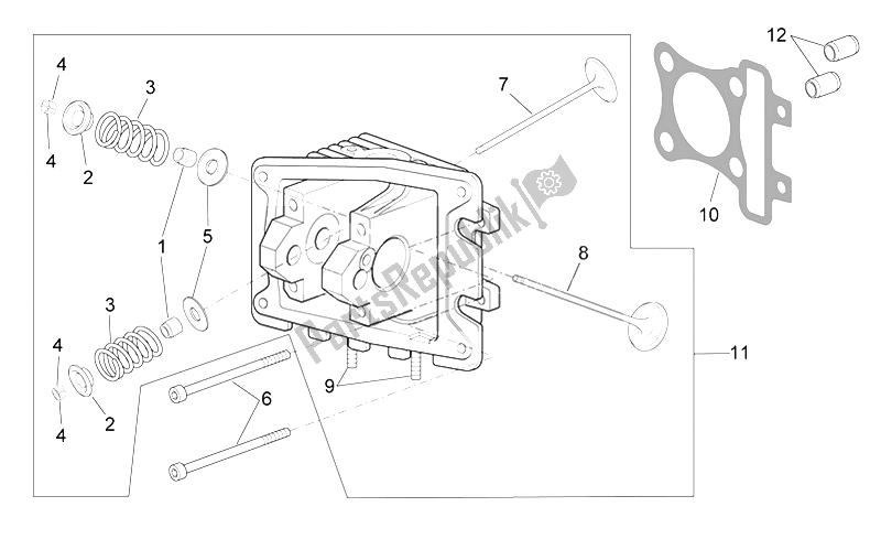 All parts for the Cylinder Head - Valves of the Aprilia Scarabeo 100 4T E3 2006