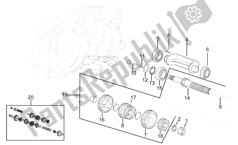 Tutte le parti per il Albero Dell'ingranaggio Primario del Aprilia MX 50 2004